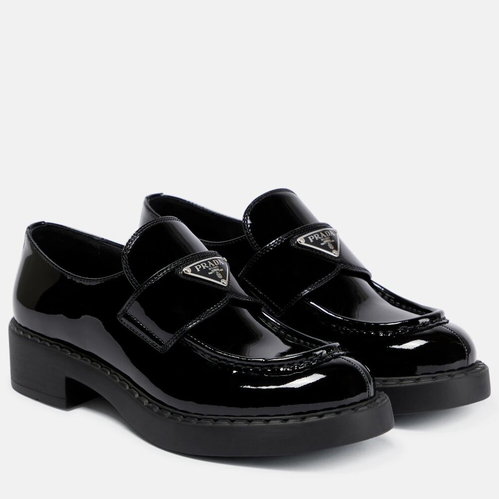 Prada Triangle Logo Patent Leather Loafers